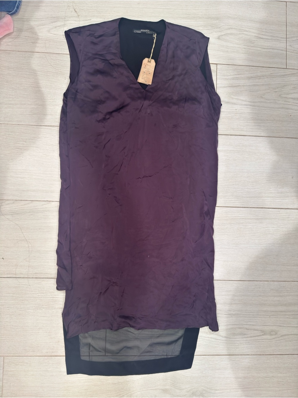 AllSaints Alia Midi Dress in Deep Plum